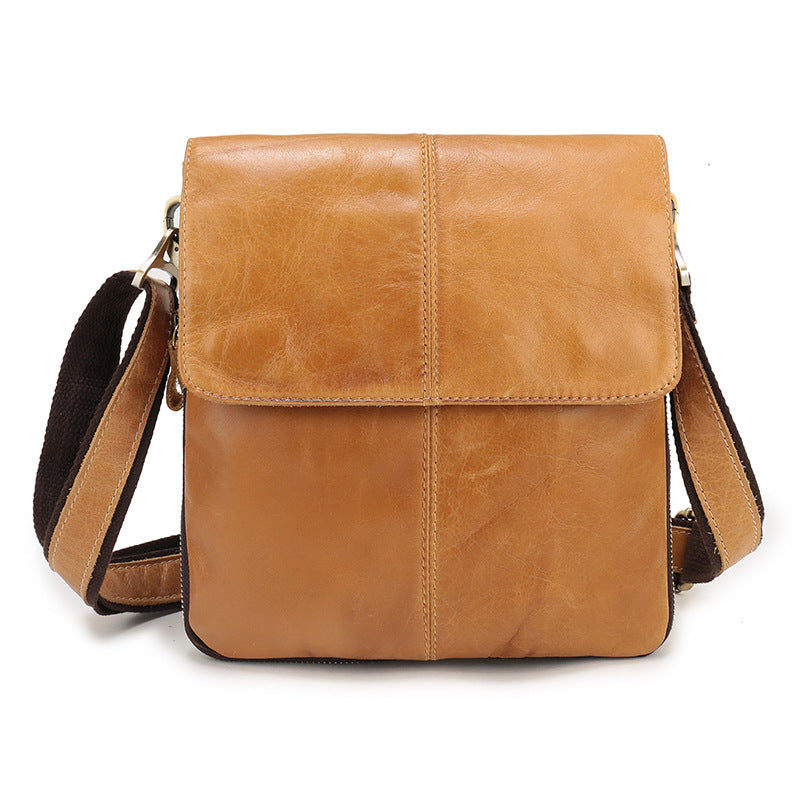 Men's Casual Shoulder Bag in First Layer Cowhide Leather