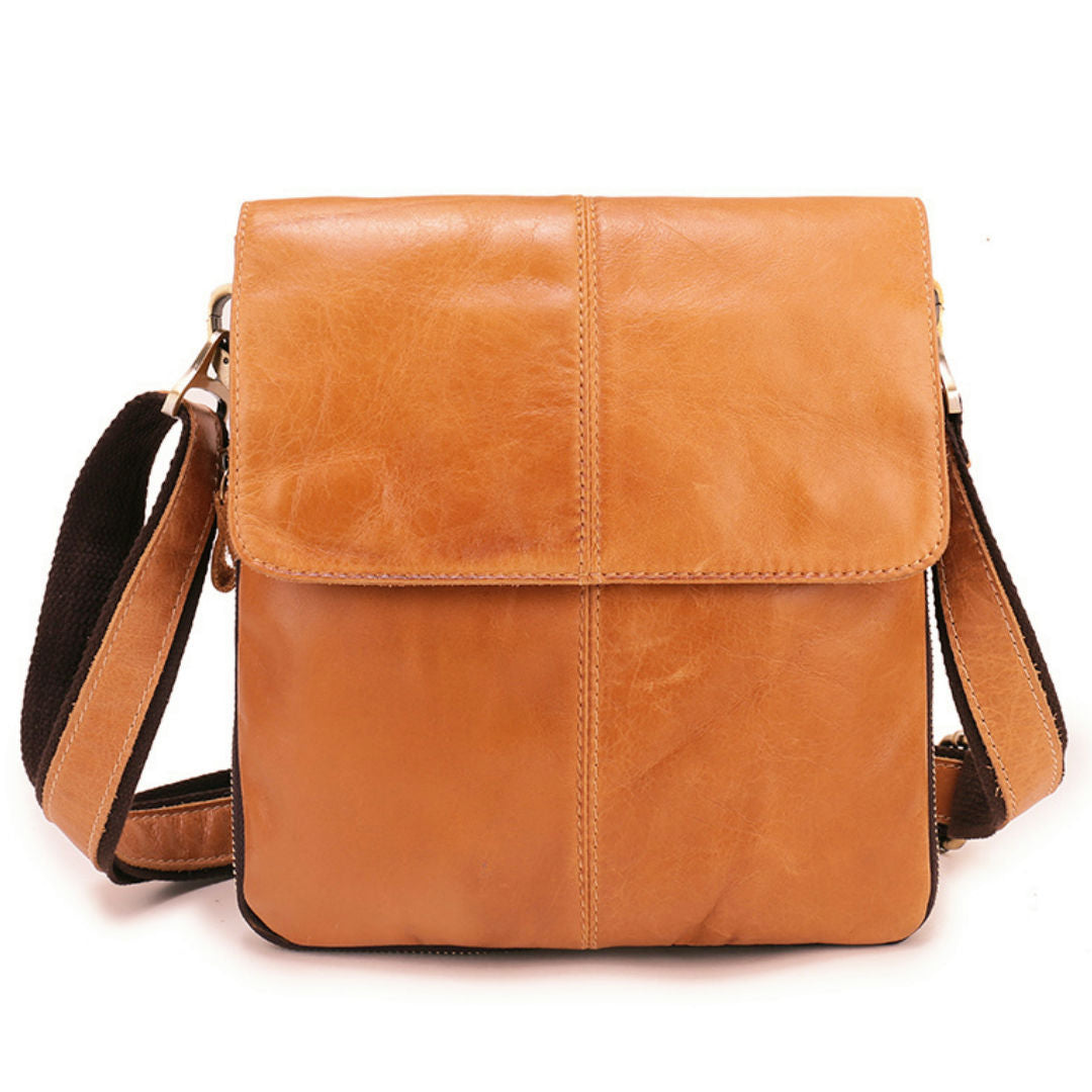 Men's Casual Shoulder Bag in First Layer Cowhide Leather